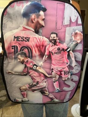 Youth MESSI Pink Soccer Graphic Backpack